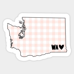 USA States: Washington (pink plaid) Sticker